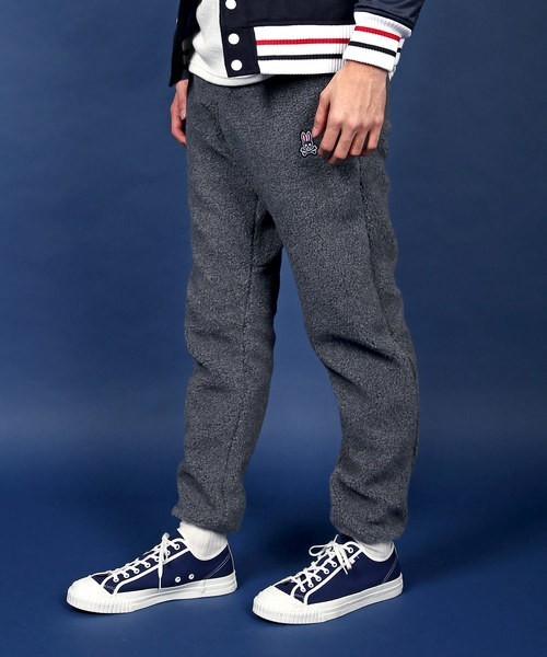 新品サイコバニー ボアフリースパンツMグレー Psycho Bunny イージー