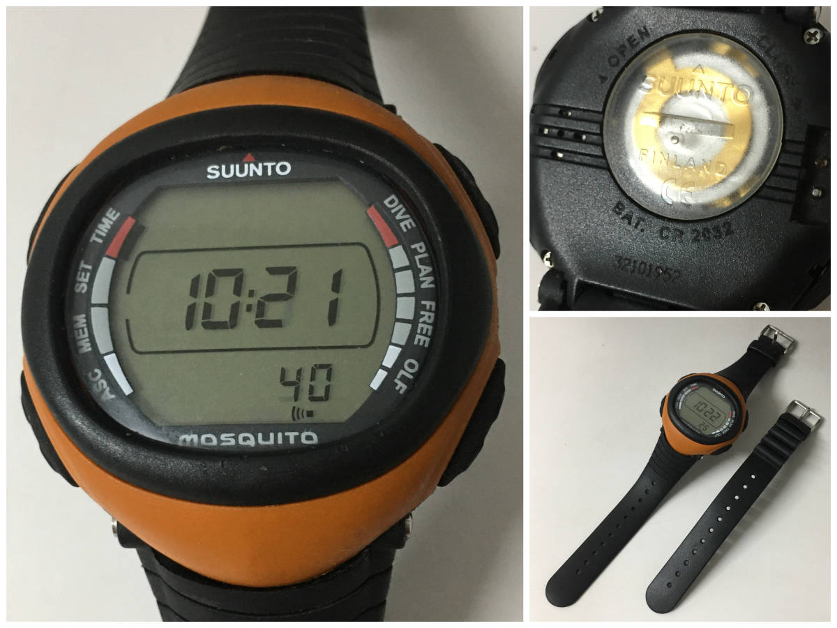 驚きの破格値，本物保証 FG1/10 SUUNTO スント MASQUITO モスキート 腕時計 延長ベルト付き 電池交換済み 橙 オレンジ ダイブコンピュータ(ダイブコンピュータ)｜売買されたオークション情報、yahooの商品情報をアーカイブ ダイブコンピュータ