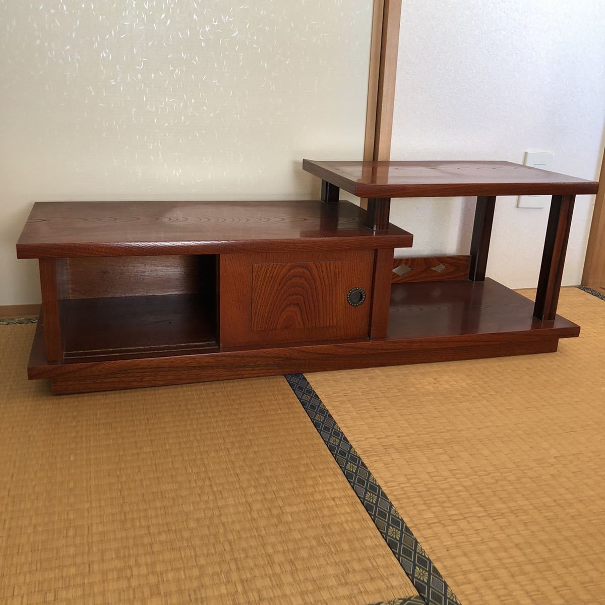 置き床 民芸調 和箪笥 引き戸付 日本製 幅90cm 置床 床の間 収納 チェスト 木製 和風 床台 和室 飾り台 飾台 国産 花台 盆栽台 ...