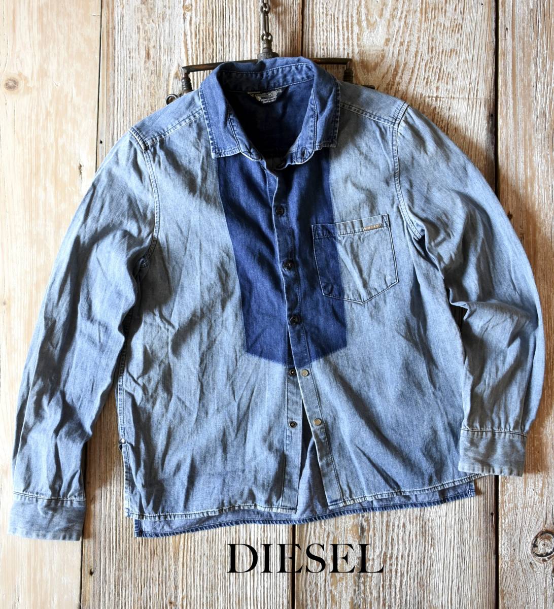  良品 ディーゼル DIESEL デニム ヴィンテージ ワーク 切り替え 藍染め 長袖 シャツ Sサイズ インディゴブルー(長袖シャツ)｜売買されたオークション情報、yahooの商品情報をアーカイブ公開 - オ 男性用