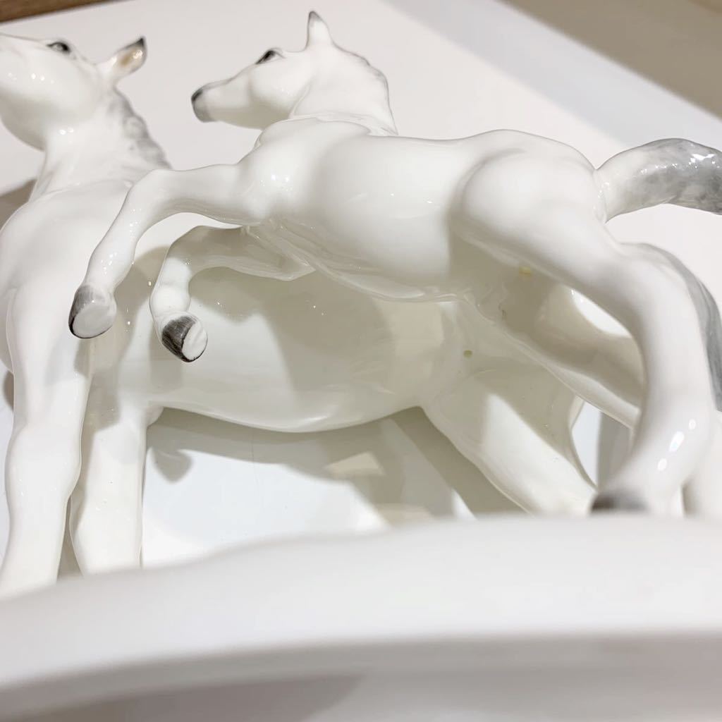 NORITAKE ノリタケ スタジオコレクション 白馬 親子馬 置物 陶器