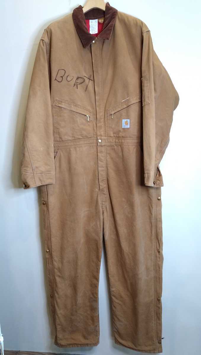 カーハート Carhartt 80's90's つなぎ オーバーオール 50REGULAR サイズ 中綿キルティング 洗濯済 USA古着 [2F5]