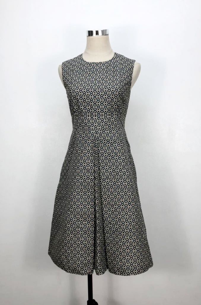 NO.3-407極美品 S'MAX MARA ノースリーブワンピース総柄42 リネン