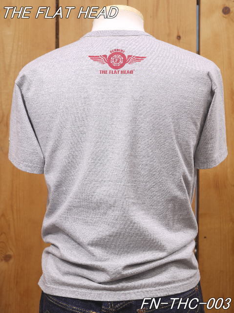 ☆K☆様確認専用ページです。 フラットヘッド SMALL FLYING WHEEL 丸胴半袖Tシャツ 42 グレー FN-THC