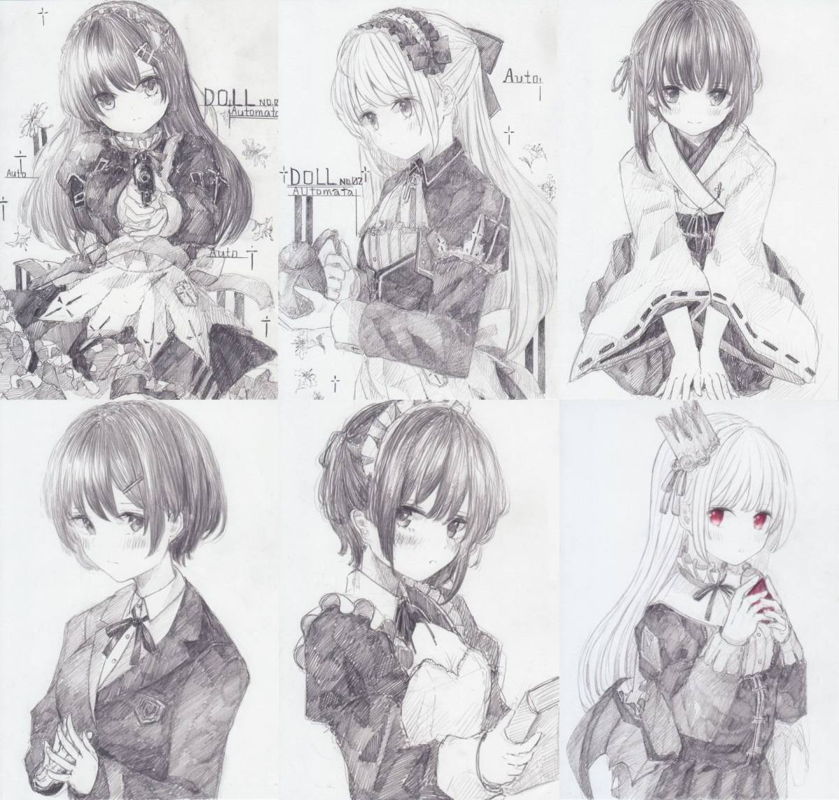 手描きイラスト オリジナル B6 はにかむ女性 シャーペン画 フィキサチフ定着済み 新しいコレクション はにかむ女性