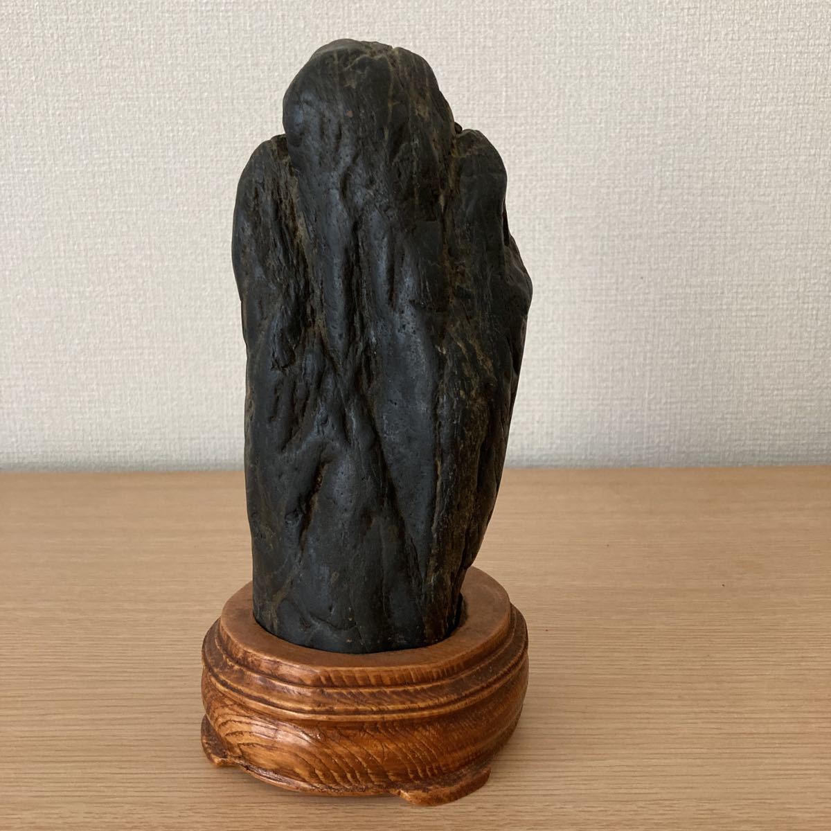 水石 鑑賞石 盆石 ウブ : 盆栽 重 山型 全高12.5cm⁄高11.2cm