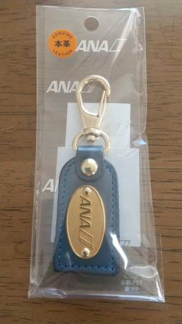 残1つ★新品★未開封★　ANA ミニ長角 キーホルダー 濃紺 本革_1
