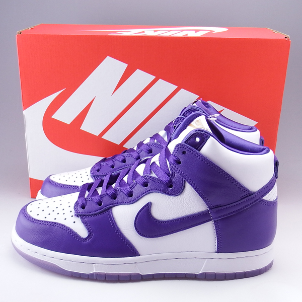 nike dunk high sp w white & varsity purple