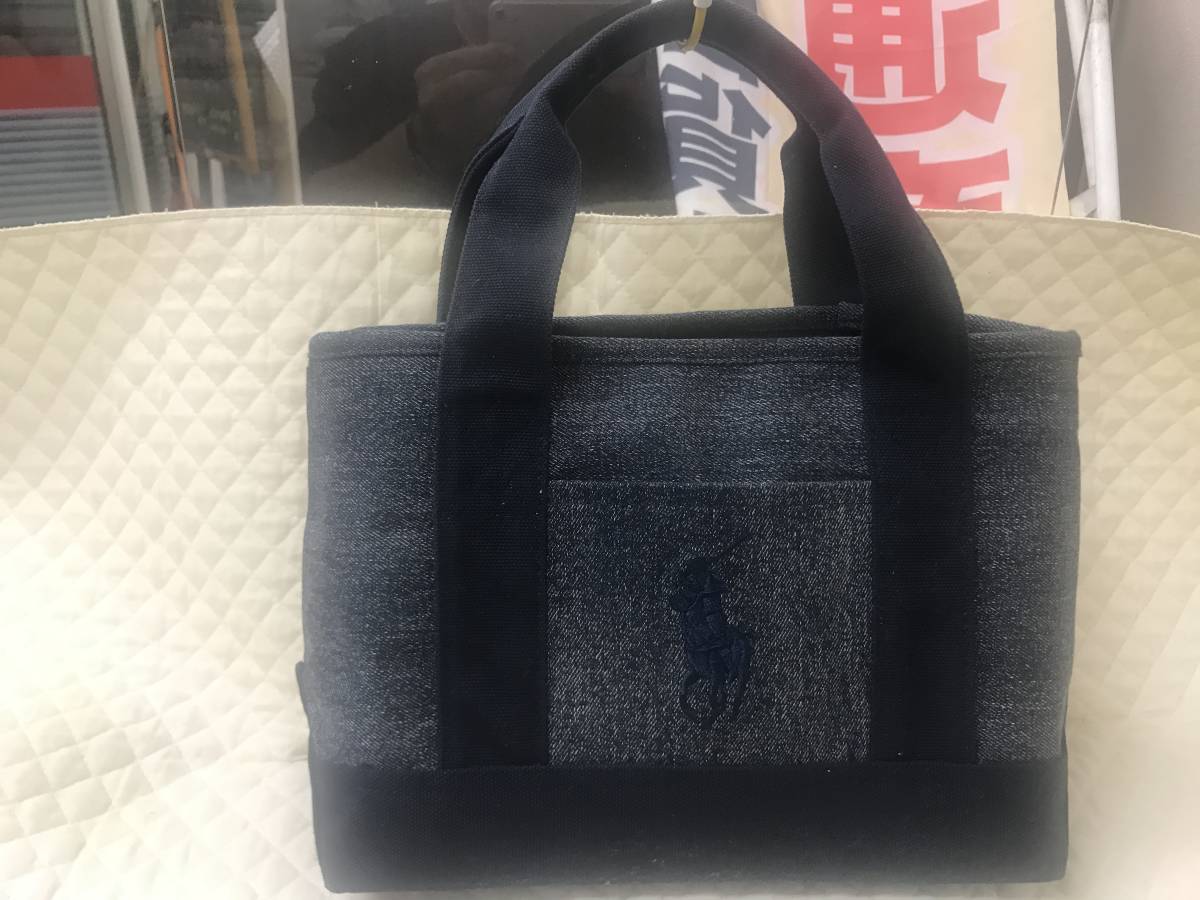 ◆POLO RALPH LAUREN ポロ ラルフローレン ビッグポニー柄 キャンバス ハンドバッグ