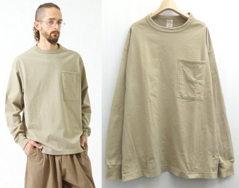 GOLD ゴールド 東洋 長袖 ポケットTシャツ L カーキ ロンT 長袖Tシャツ 