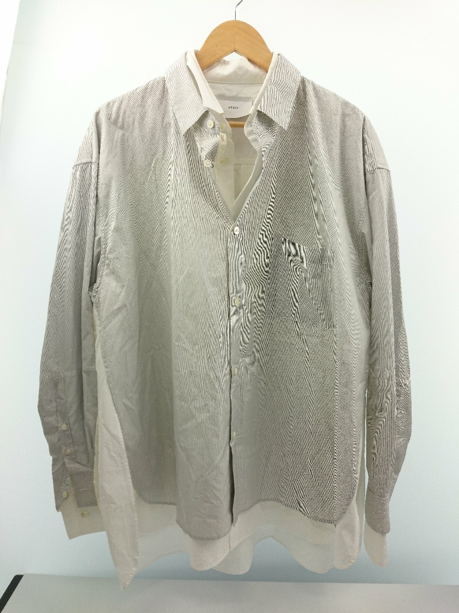 stein◇長袖シャツ/3/コットン/GRY/ストライプ/st.236/OVERSIZED stein◇長袖シャツ/3/コットン/GRY/ストライプ/st.236/OVERSIZED