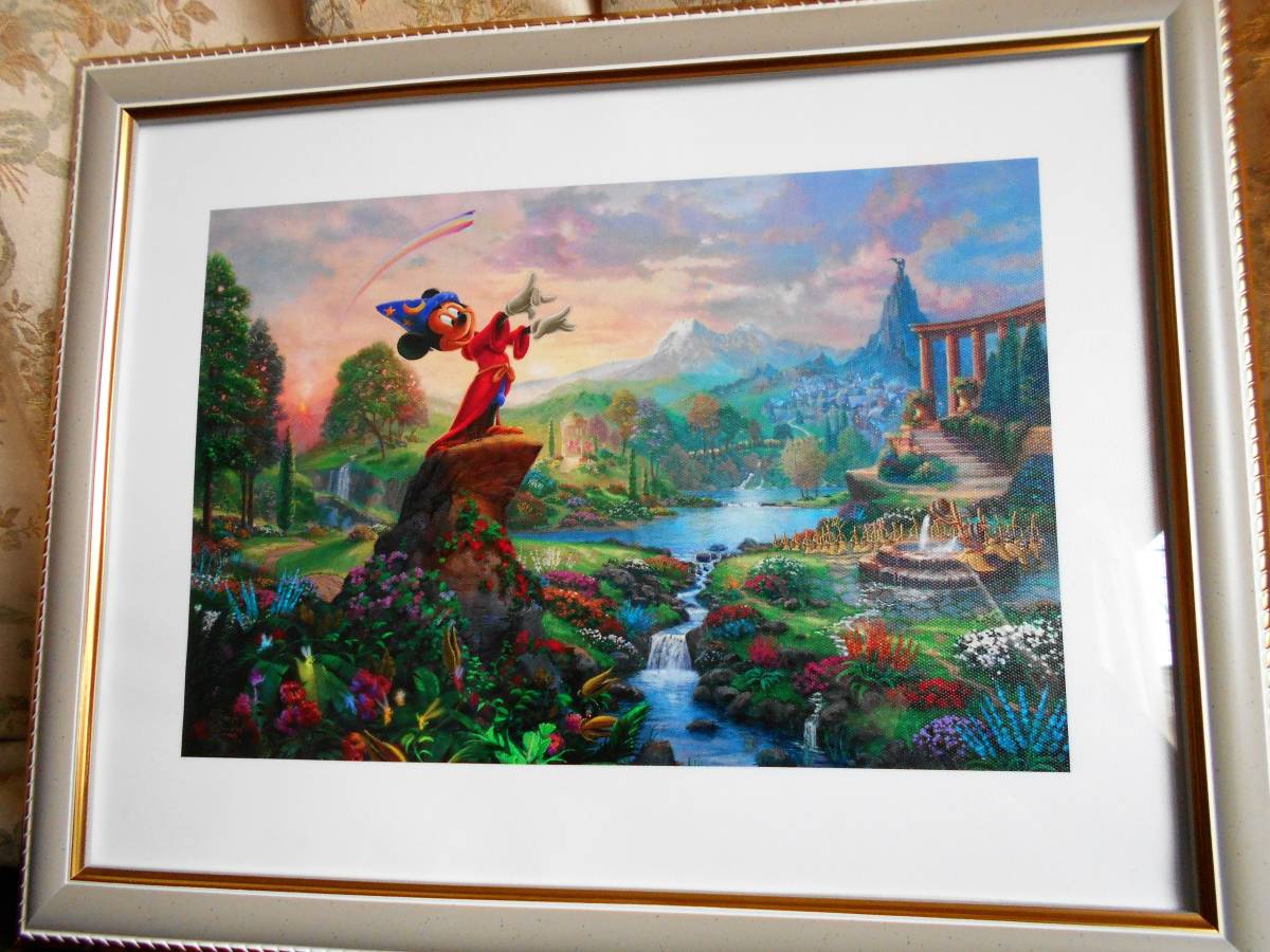 トーマス・キンケード 　ミッキーマウス・ファンタジア　ディズニー　 キャンバス生地に油彩系プリント_2