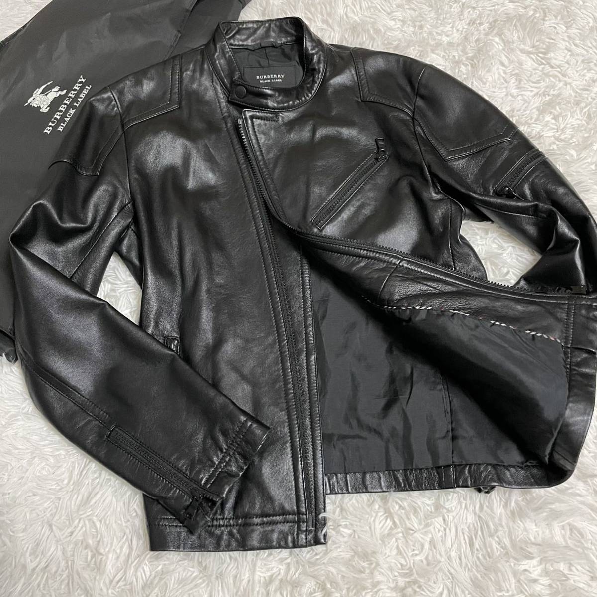 ☆極上！ラムレザー☆バーバリーブラックレーベル ライダース 