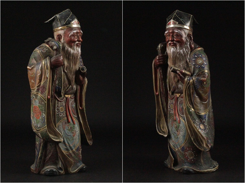 【美品】九谷焼 七福神 置物 全7体セット 6号 盛技法 金彩 伝統工芸品 美品九谷焼 七福神 置物 全7体セット 6号 盛技法 金彩 伝統工芸品 美