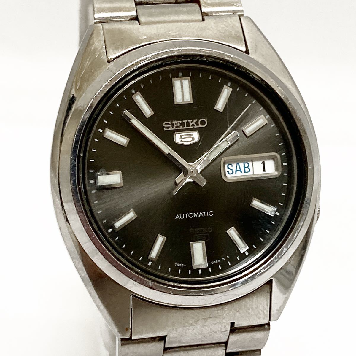 動作品 セイコー ファイブ Seiko 5 自動巻き 21石 7S26-3040 黒文字盤 