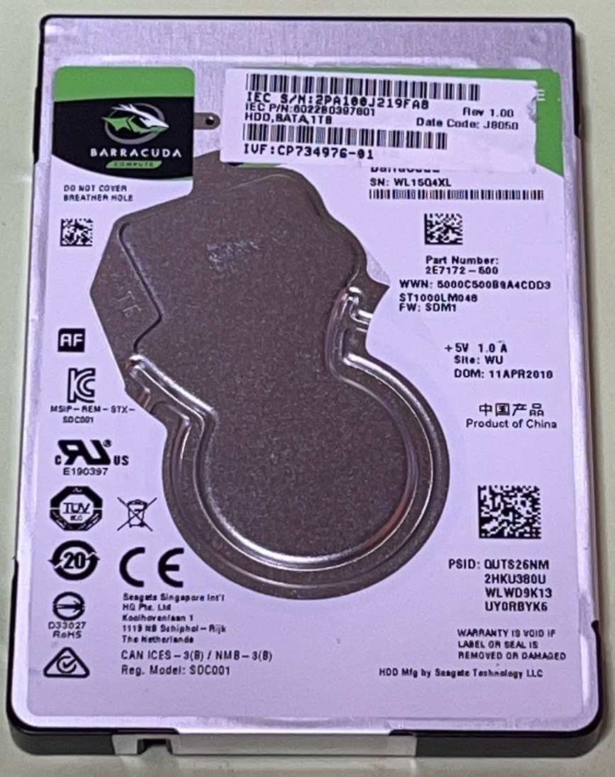 2個・計2TB☆プレステ系・旧nasne用に調整済☆1TB1000GB9.5mm厚2.5インチHDD☆追加調整・匿名配送対応