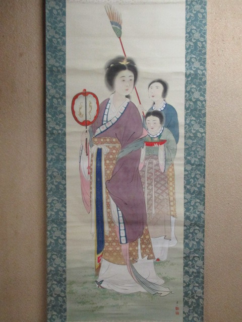 真作】 ♪ 掛軸 「武内法山」筆 ［西王母］ 共箱 巨勢小石に師事 昭和