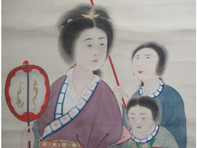 真作】 ♪ 掛軸 「武内法山」筆 ［西王母］ 共箱 巨勢小石に師事 昭和