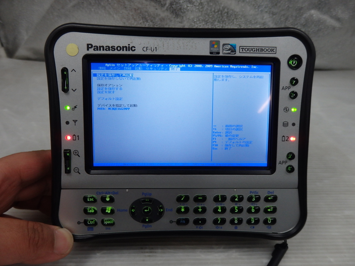 ジャンク　累積使用　たった180時間　PANASONIC TOUGHBOOK CF-U1　ATOM SSD16GB タッチペン付　ハンドストラップ付　中古パソコン　0407002