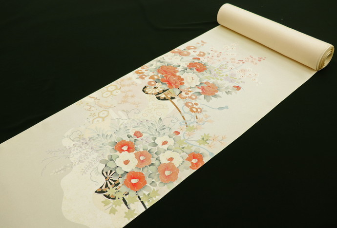 inagoya■NEW本日の目玉商品!!!!大量入荷!!!!★☆待望の最新作☆★◇極上の逸品◇古典調/花車【附下】正絹 着尺 反物 t7940db