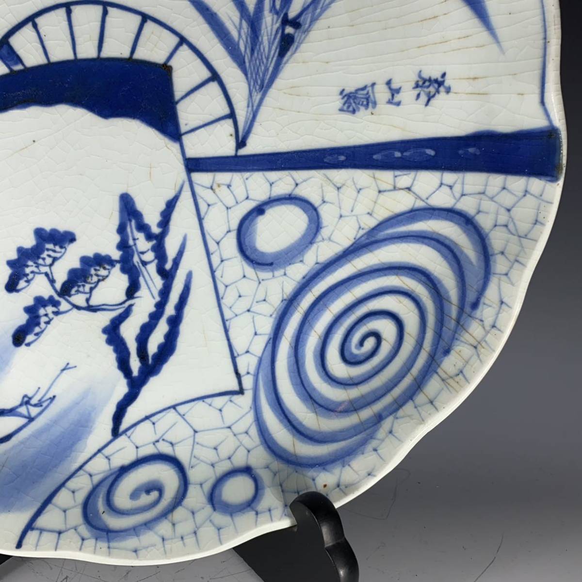 古伊万里 染錦 江戸時代末期～明治時代初期 - 有田焼 四君子に鶴に扇面