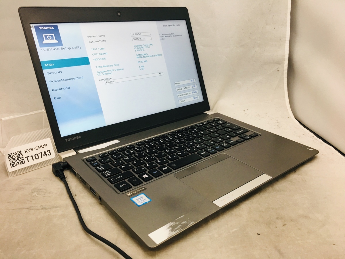 ◇ジャンク/TOSHIBA R63/J /Core i5 8250U 1.60GHz/256GB/8GB/13.3