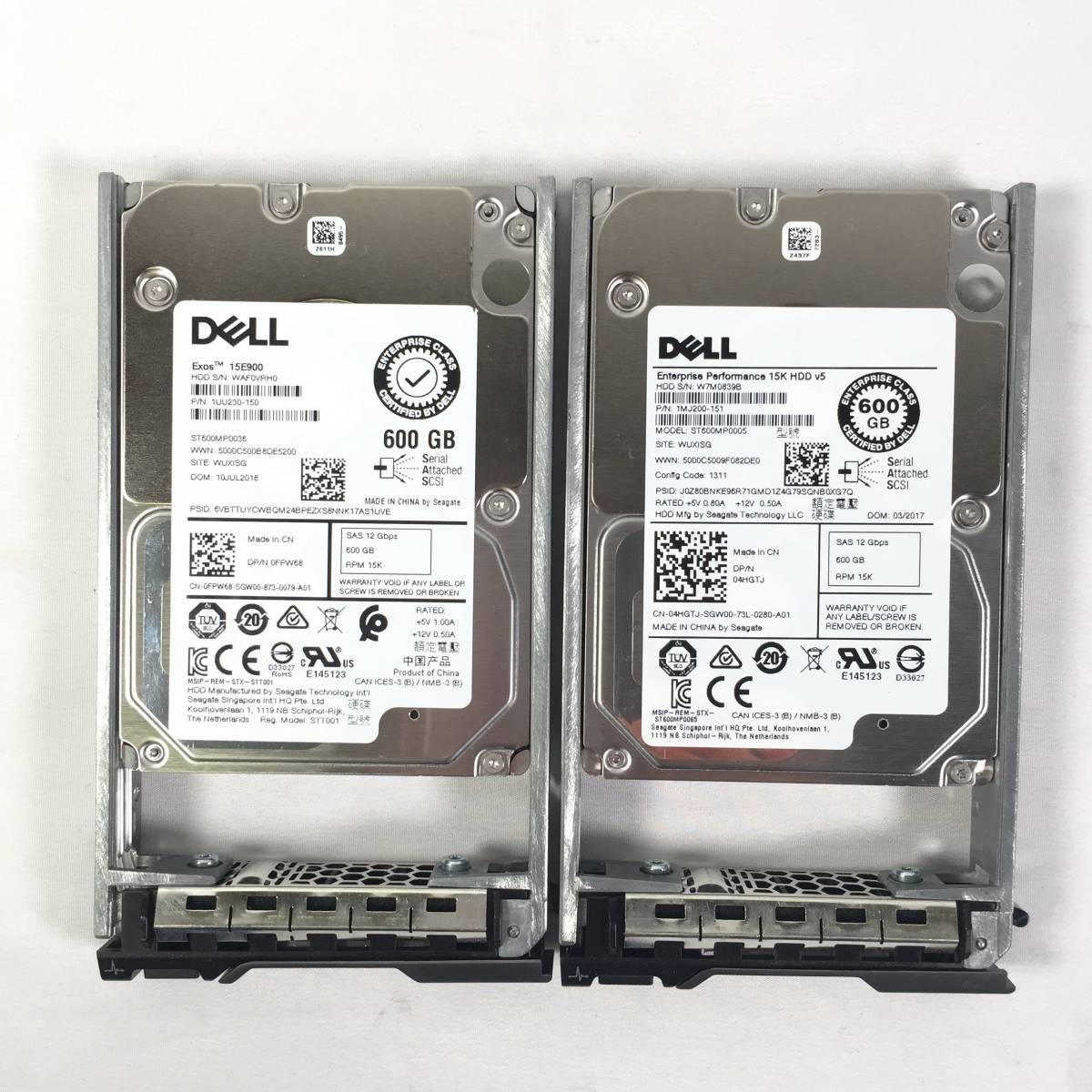 A2121-F-15-③ DELL 600GB SAS 15K HDD 2.5インチ 2点【中古動作品】