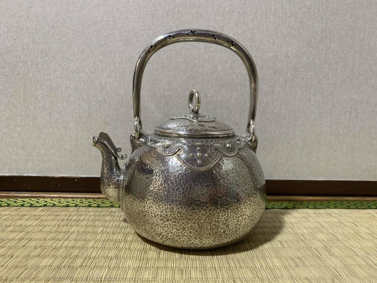 名越昌晴 純銀製 煎茶道具 湯沸 Yahoo!オークション 銀瓶 手作り 純銀