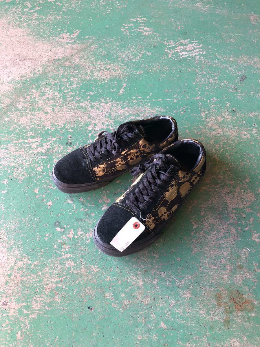 VANS バンズ　オールドスクール　US 9 27.0cm old skool 黒×金　ブラックゴールド　スカル　骸骨　ドクロ　スケーター　オールド