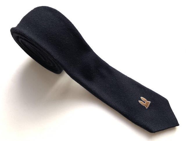 ★送料210円【美品】CARVEN カルヴェン ネクタイ ブラック 黒 無地 International Gallery BEAMS購入 シルク ウール イタリア製 ナロータイ