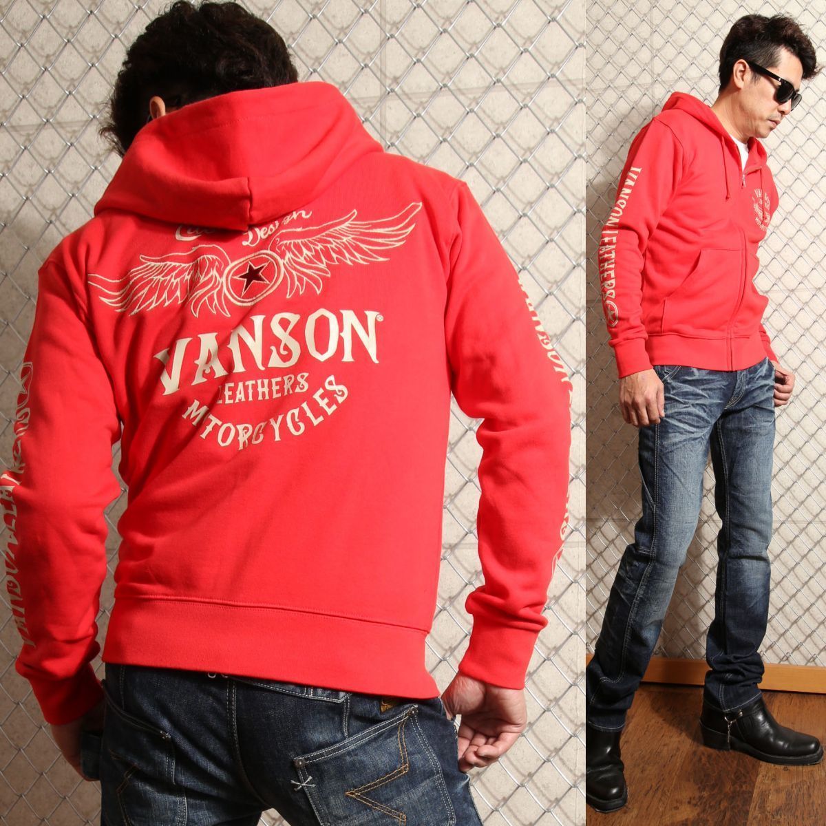 Vanson バイカー パーカー 当店別注 VANSON バンソン 定番ウィング