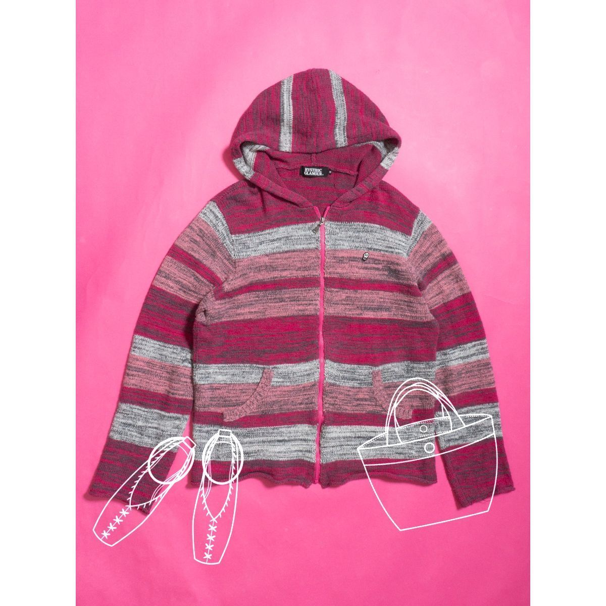 HYSTERIC GLAMOUR ヒステリックグラマー ニット パーカー M ボーダー