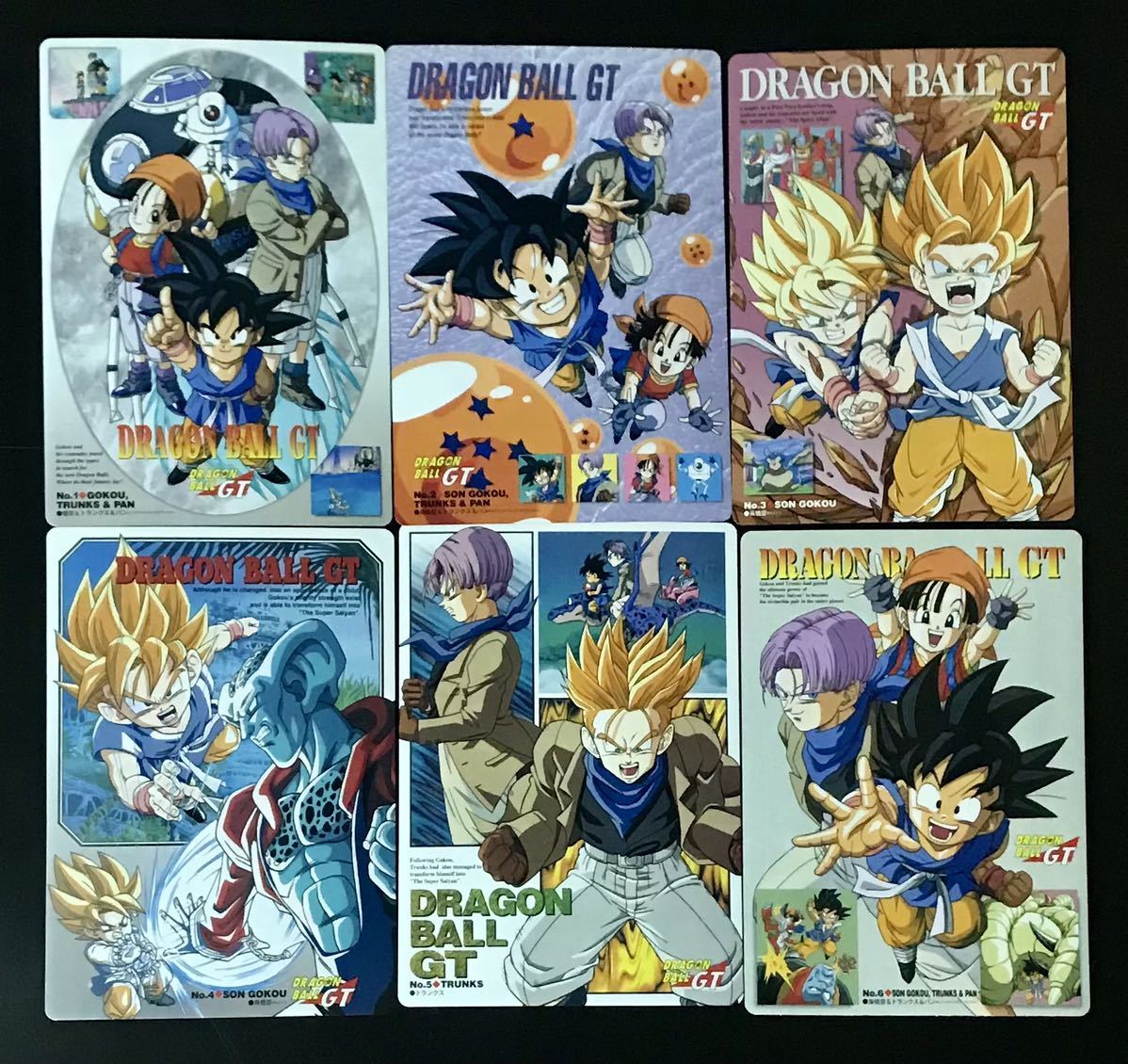 即決 未剥がし ドラゴンボールGT ジャンボカードダス Wシール No1～6
