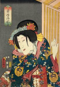 b.lagoon□□市川海老蔵・他 三枚続 五渡亭国貞画 本物 /