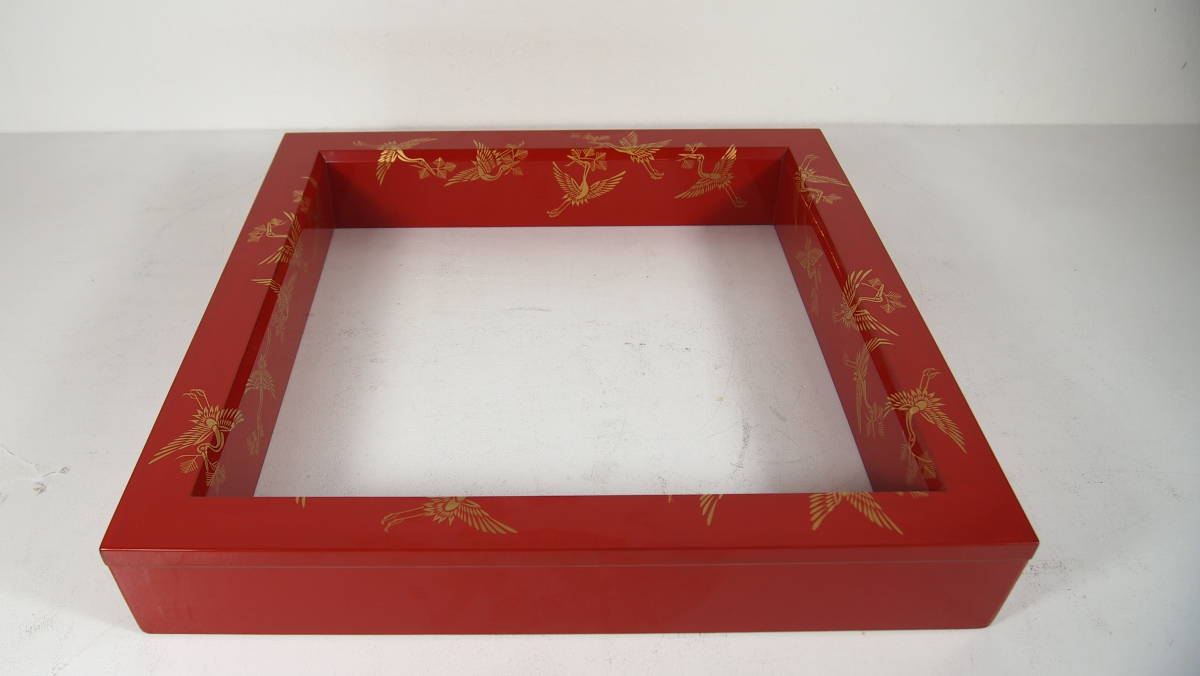 塗師 岡本陽斎 松喰 鶴蒔絵 朱塗 炉縁 木製 共箱 茶道具(漆芸)｜売買