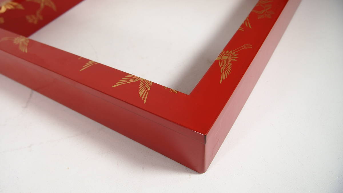 塗師 岡本陽斎 松喰 鶴蒔絵 朱塗 炉縁 木製 共箱 茶道具(漆芸)｜売買