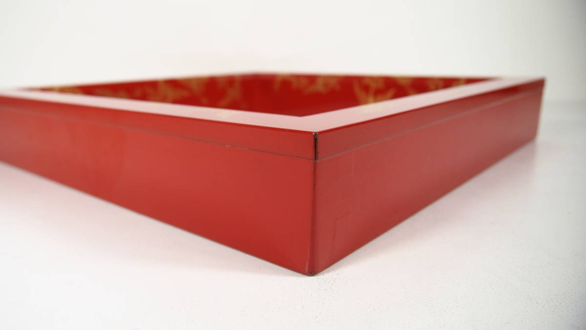 塗師 岡本陽斎 松喰 鶴蒔絵 朱塗 炉縁 木製 共箱 茶道具(漆芸)｜売買