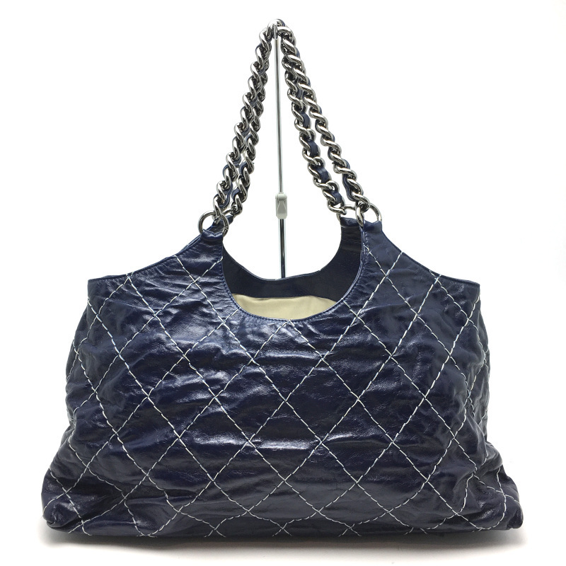 美品　CHANEL ワイルドステッチ ゴールド金具 チェーントートバッグ CHANELシャネル ワイルドステッチ チェーントートバッグ ゴールド金具