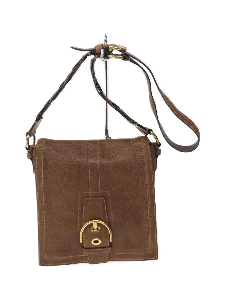 COACH◇ハンドバッグ⁄ショルダーバッグ⁄レザー⁄BRW⁄無地⁄スレキズ 