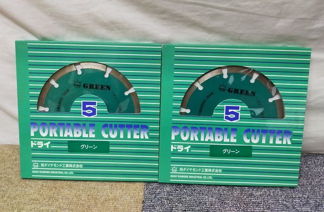 【NK631】未使用 旭ダイヤモンド SUN GREEN ドライカッター 2枚セット 5インチ Φ125mm 穴径22mm チップ厚1.9mm 乾式用 コンクリート 切断_1