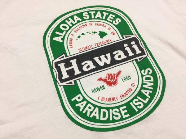 Hawaii ハワイ アロハ ビール パロディ お土産 スーベニア 半袖tシャツ Fruit Of The Loomボディ メンズ コットン100 M 白 イラスト キャラクター 売買されたオークション情報 Yahooの商品情報をアーカイブ公開 オークファン Aucfan Com