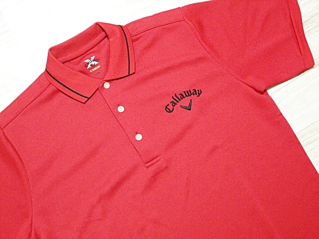 【即決】CALLAWAY Xシリーズ キャロウェイゴルフ L ポロシャツ 半袖 レッド 速乾性ドライ 鹿の子ポロ ロゴ刺繍 鮮やか サラサラ メンズ