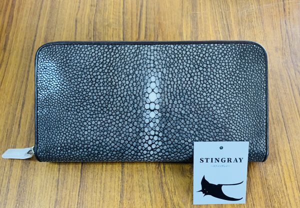 【上質 スティングレイ】メンズ 財布 長財布 新品未使用品 スティングレー ガルーシャ ロングウォレット 本革 エイ ブラウン 茶 正規店輸入