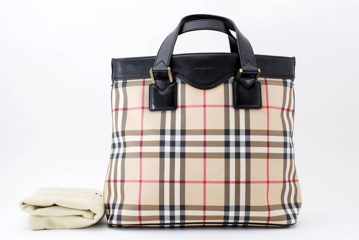 1円スタート】美品 BURBERRY バーバリー PVC レザー ノヴァチェック