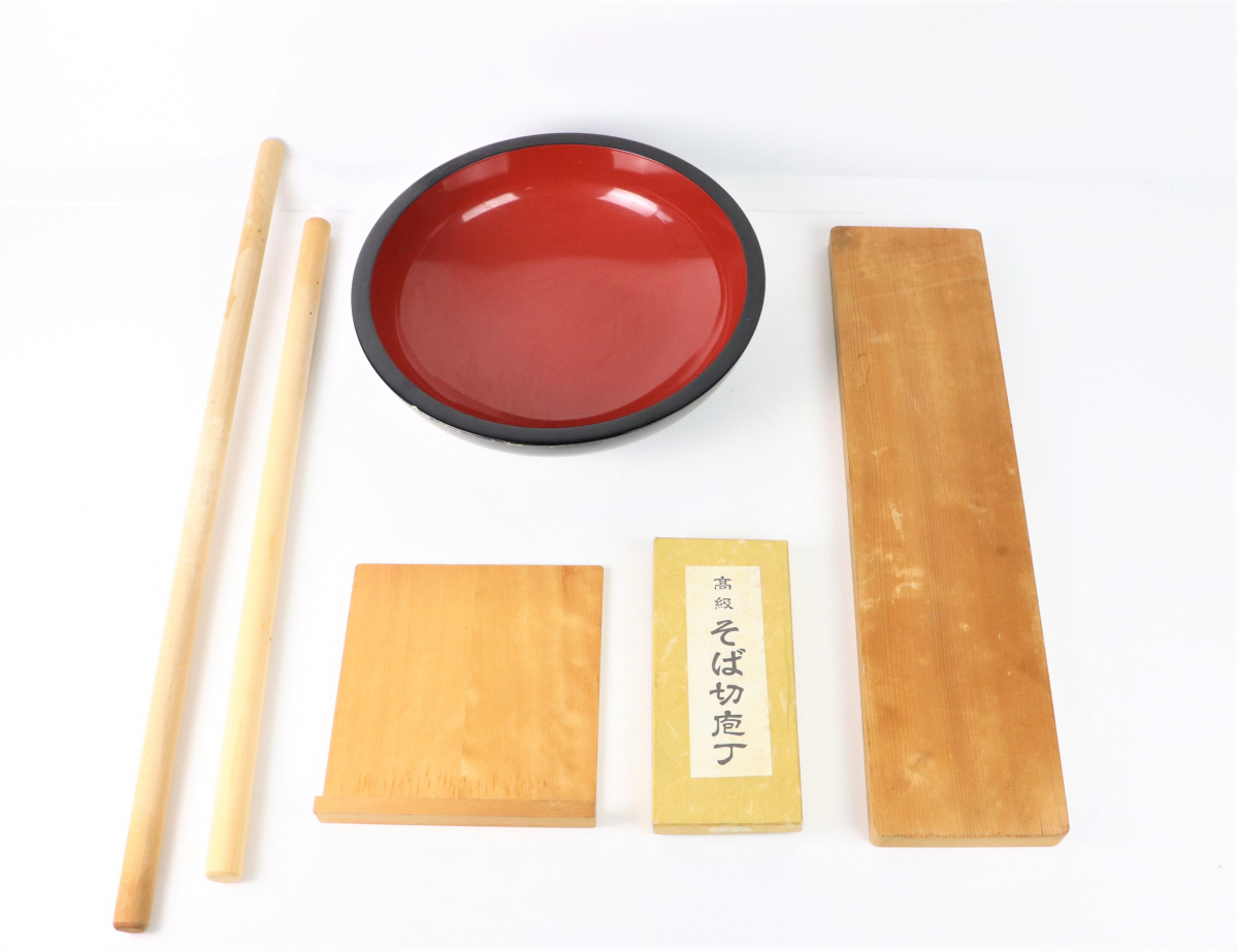 そば打ちセット 藤次郎作 蕎麦切り包丁 こね鉢 めん棒 こま板？ 蕎麦 