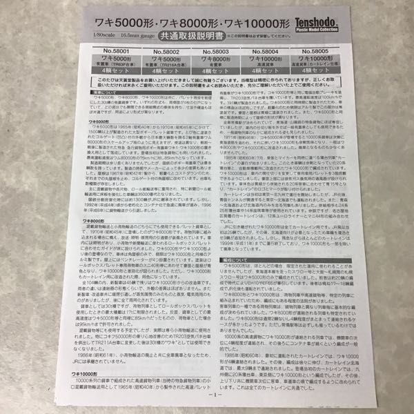 1円～ 天賞堂 HOゲージ No.58003 ワキ8000形 有蓋車 4輌
