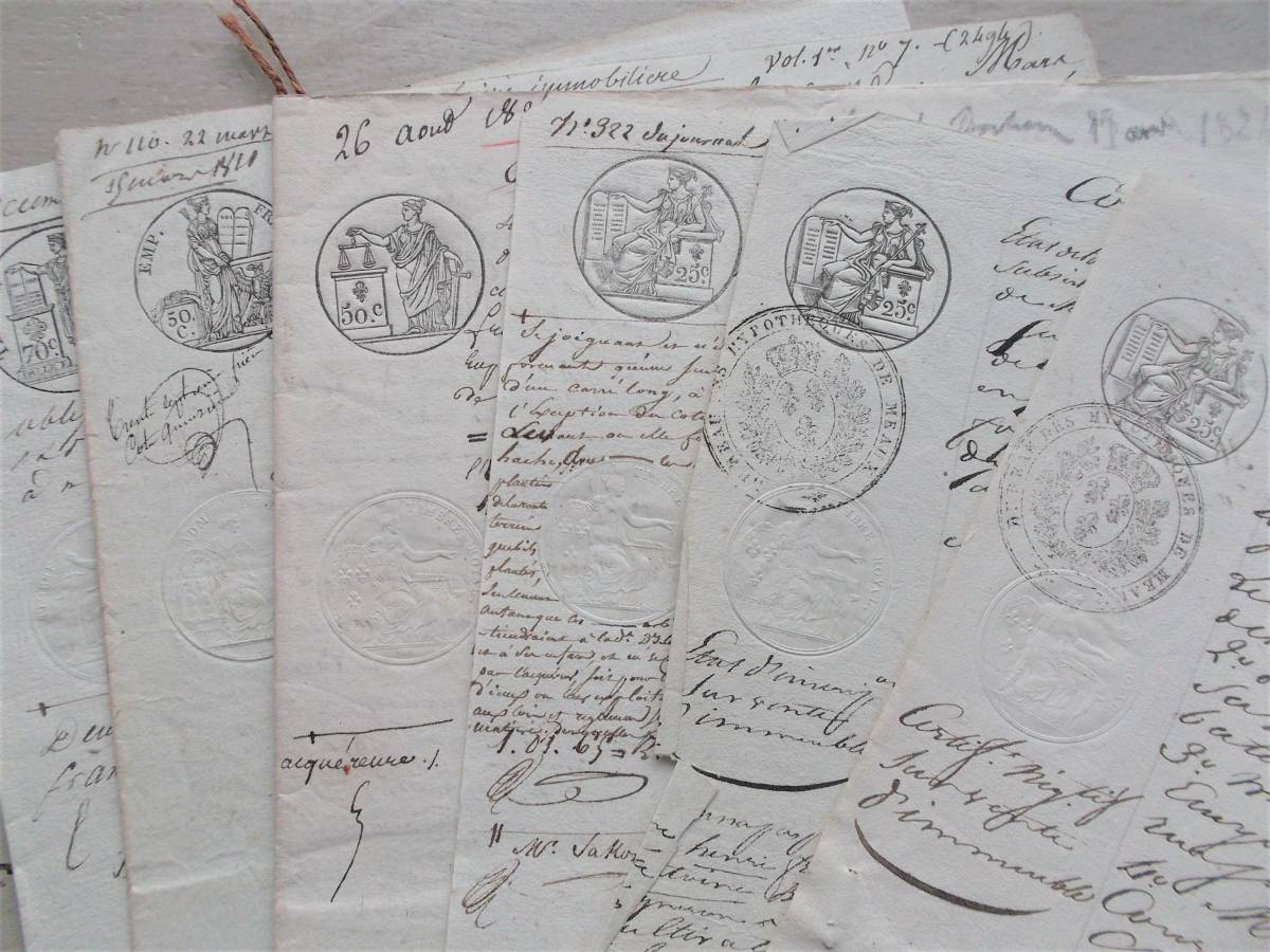 アンティーク フランス 30枚 手書き公文書 1800年代 A22 -フランス
