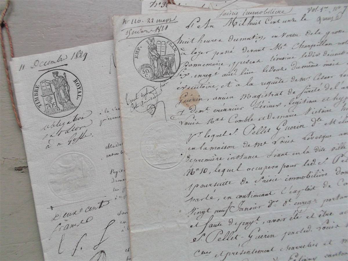 フランス アンティーク 手書き公文書 30枚 1800年代 - A22 メルカリ