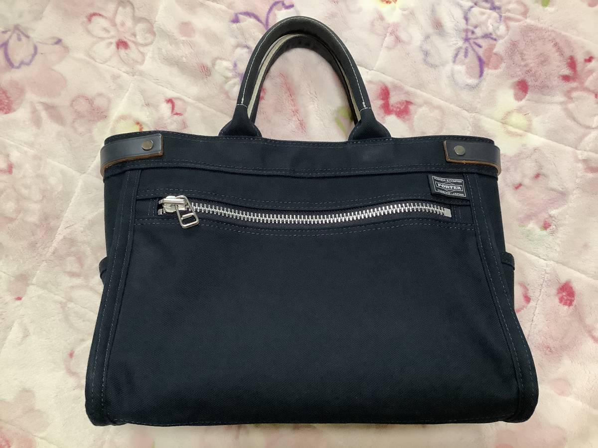 格安，低価】 ポーター ミニトート ネイビー 中古です。PORTER 