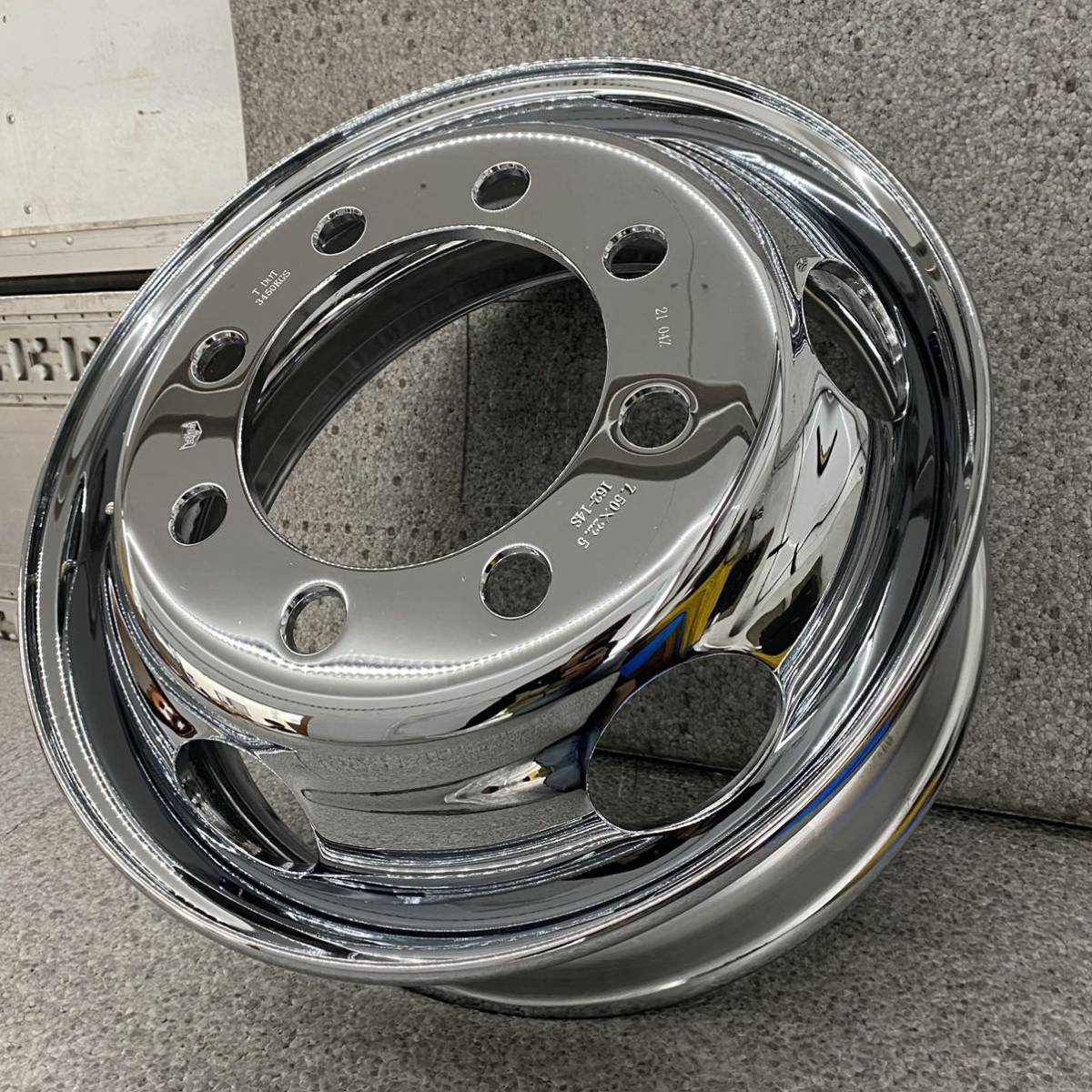 22.5×7.50 トラック 大型 フロント用 JIS メッキ 2本 ホイール 中古 8 